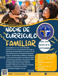 Aviso de inscripción para la Noche de currículo familiar